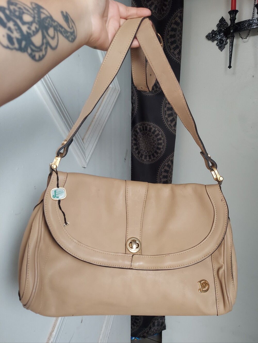 Vintage French Le Sac Jorgette Beige Shoulder Bag🍂